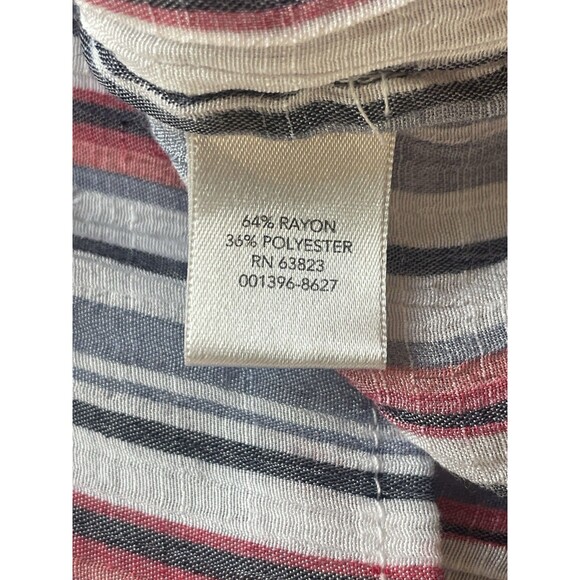 Christopher & Banks Striped V-Neck Blouse with Roll-Up Sleeves Lightweight - Picture 5 of 5